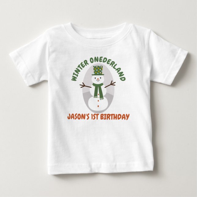  Snowman Winter Onederland 1st Birthday T-Shirt (Front)