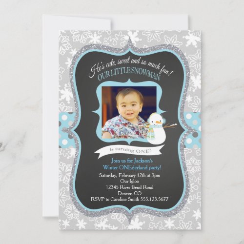 Snowman Winter ONEderland Invitation