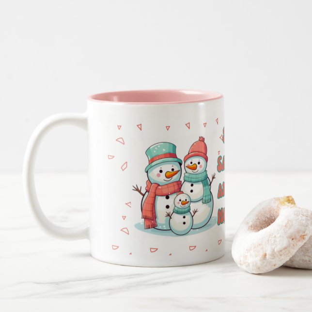 Snowman Winter pastel Color Mug (With Donut)