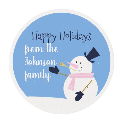 Snowman Winter Personalized Edible Frosting Rounds
