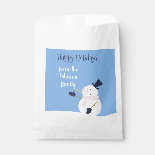 Snowman Winter Personalized Favor Bag
