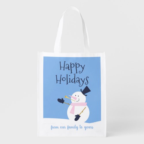 Snowman Winter Personalized Grocery Bag