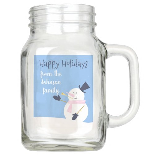 Snowman Winter Personalized Mason Jar
