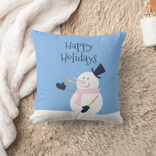 Snowman Winter Personalized Throw Pillow