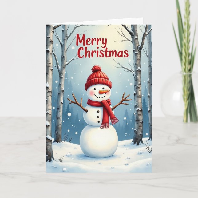 Snowman Winter Scene Card (Front)