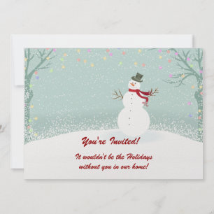 Snowman Winter Scene Holiday Party Invitations