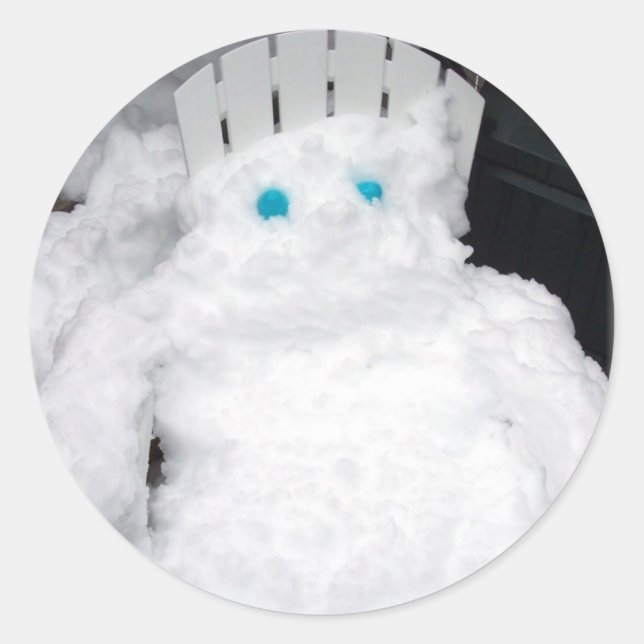 Snowman Winter Snow Melting Classic Round Sticker (Front)