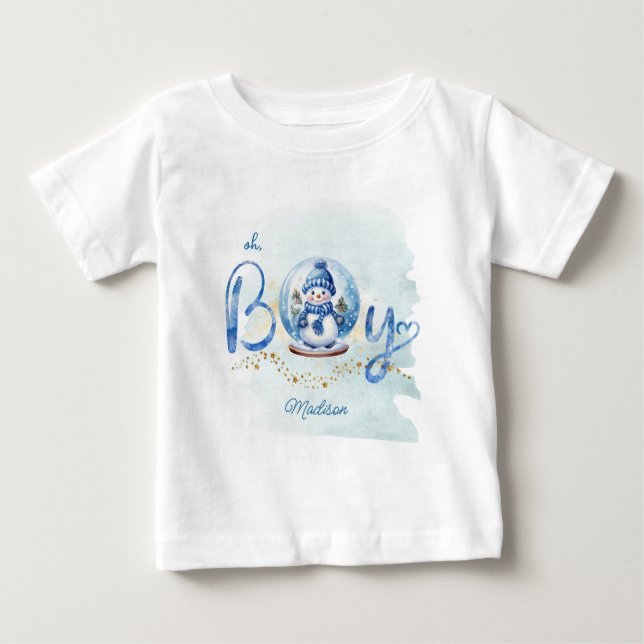 Snowman Winter Theme Oh Boy Baby T-Shirt (Front)