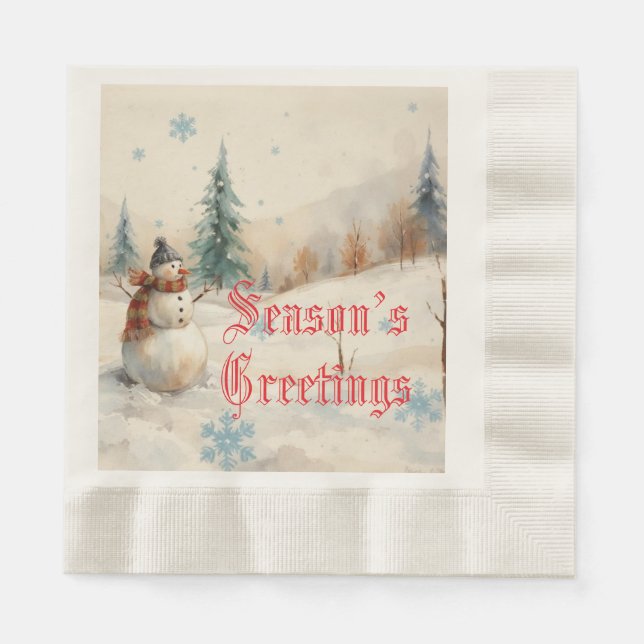 Snowman Winter-Themed  Napkins (Front)