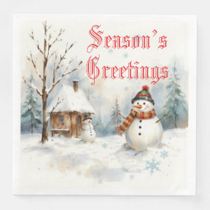 Snowman Winter-Themed  Paper Dinner Napkins