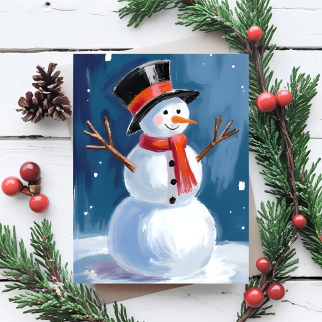 Snowman Winter Watercolor Holiday Postcard (Creator Uploaded)