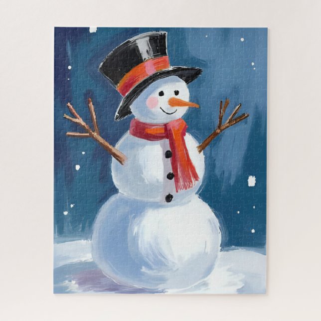 Snowman Winter Watercolor Jigsaw Puzzle (Vertical)