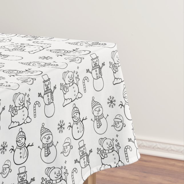 Snowman Winter White Xmas Retro Vintage festive Tablecloth (In Situ)
