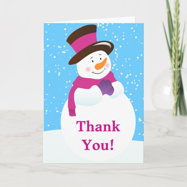 Snowman Winter Wonderland Birthday Thank You Card (Front)
