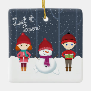 Snowman Winter Wonderland Ceramic Ornament