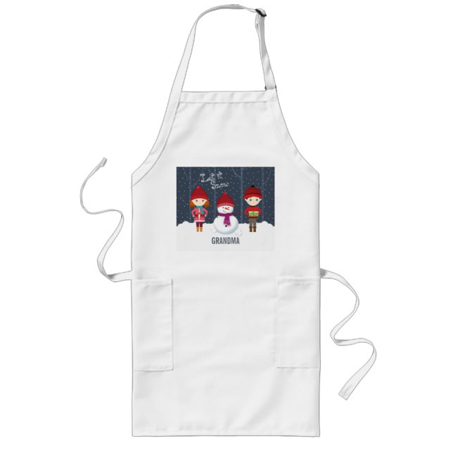 Snowman Winter Wonderland Long Apron (Front)