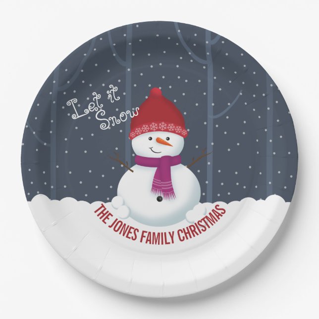 Snowman Winter Wonderland Paper Plates (Front)
