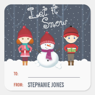 Snowman Winter Wonderland Square Sticker