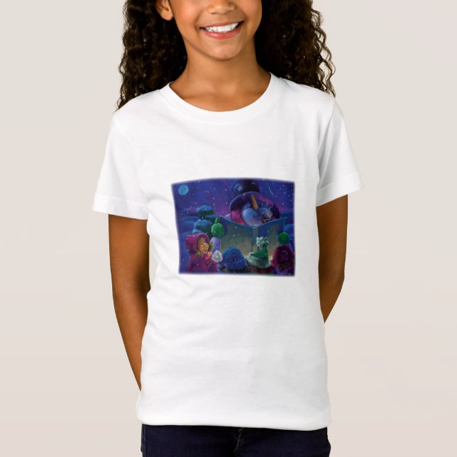 Snowman Wintertime Reading Art T-Shirt (Front)