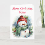 SNOWMAN WISHES FOR NIECE CHRISTMAS CARD<br><div class="desc">This is an adorable Christmas card for your niece,  and you may personalize it using the easy tools.</div>