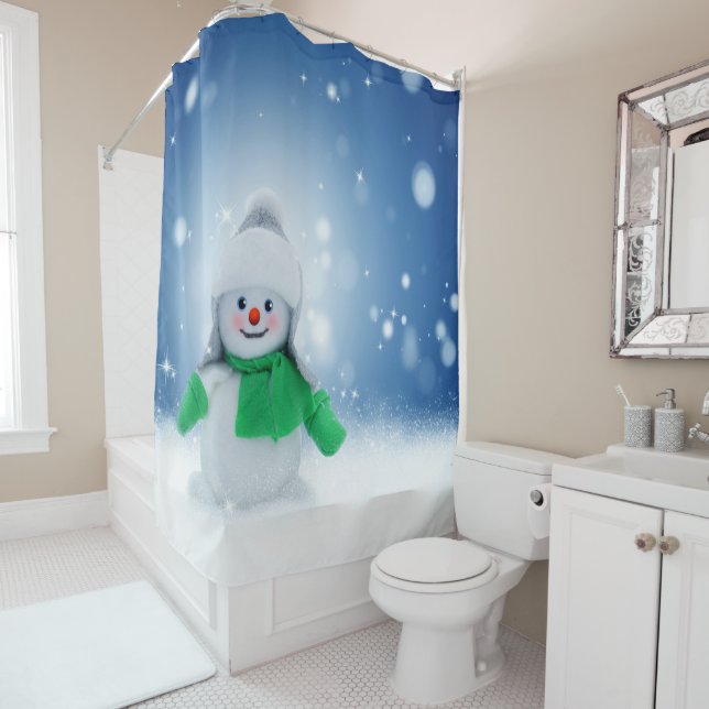 Snowman Wishes Shower Curtain (In Situ)