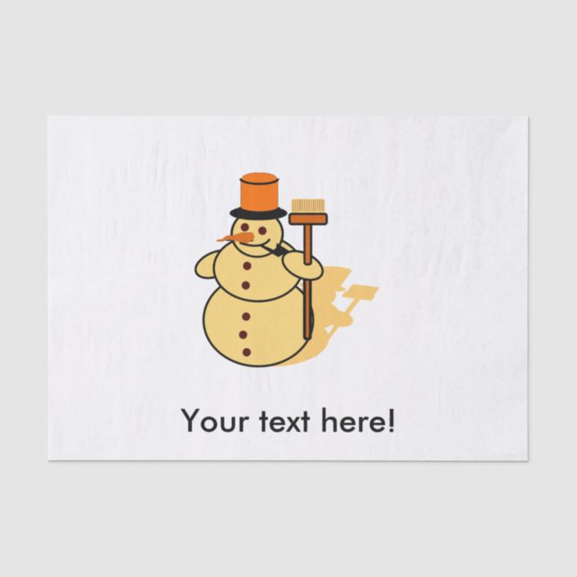 Snowman with a broom cartoon tissue paper (Front)