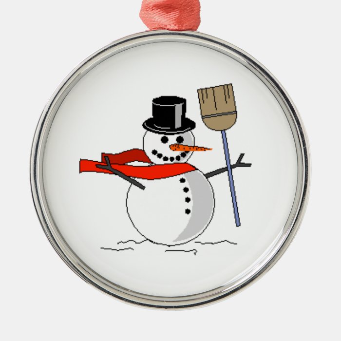 Snowman with a broom Ornament