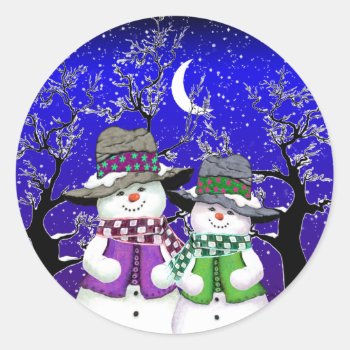 Snowman With A Friend Stickers by AutumnRoseMDS at Zazzle