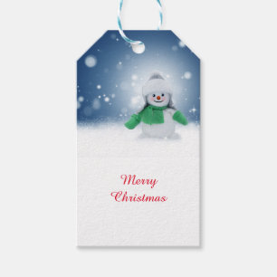 Snowman with a green scarf  gift tags