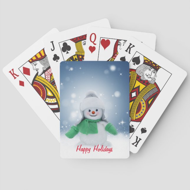 Snowman with a green scarf poker cards (Back)