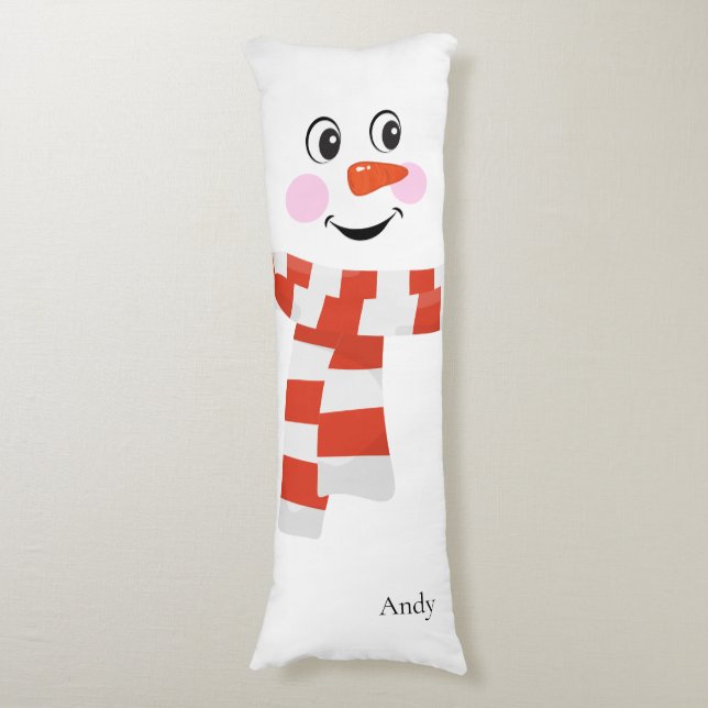 Snowman with a happy face   body pillow (Front Vertical)