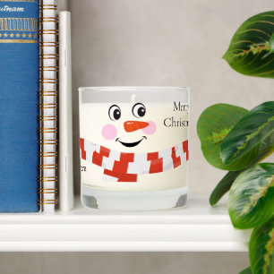 Snowman with a happy face   scented candle