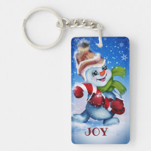 Snowman with a scarf keychain