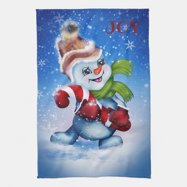 Snowman with a scarf kitchen towel (Vertical)