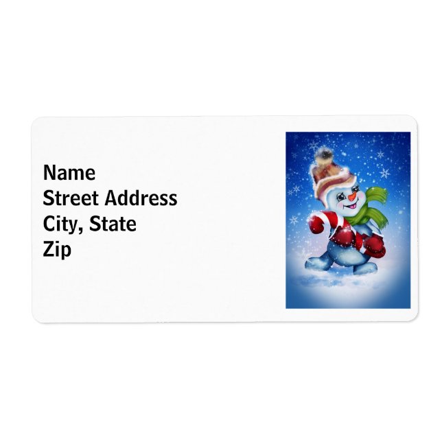 Snowman with a scarf label (Front)