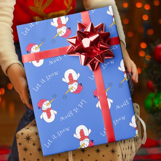 Snowman with a Snowflake Let it snow Wrapping Paper (Creator Uploaded)