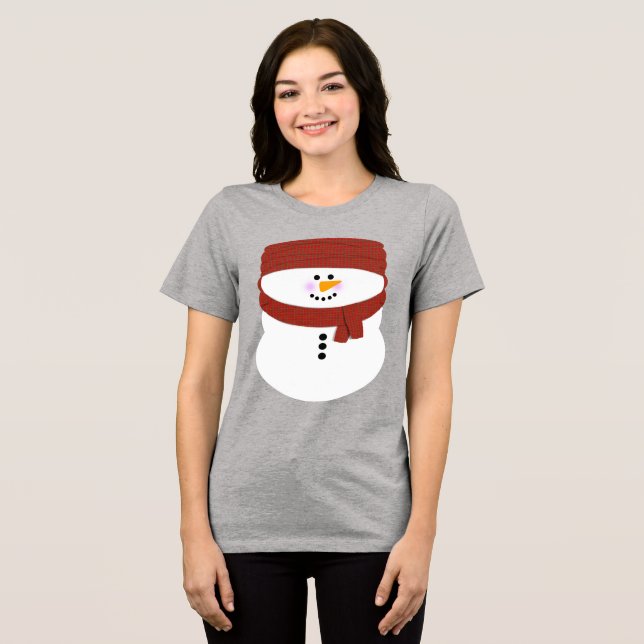 Snowman with Beanie Christmas Tri-Blend Shirt (Front Full)