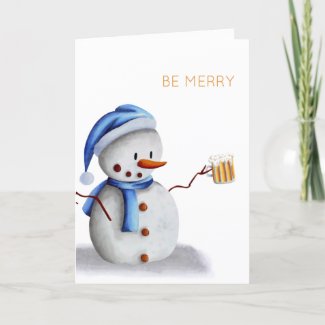 Snowman with Beer Be Merry Personalized