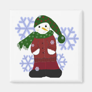 Snowman with Big Snowflakes Magnet