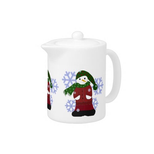 Snowman with Big Snowflakes Teapot