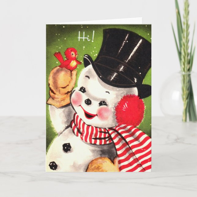 Snowman with Bird Holiday Card (Front)