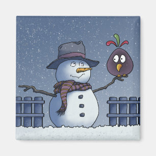 Snowman with Bird Magnet