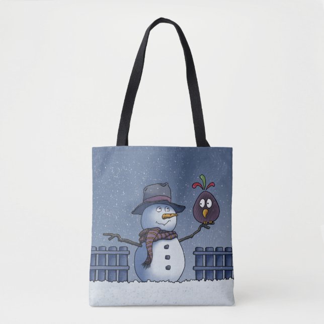 Snowman with Bird Tote Bag (Front)