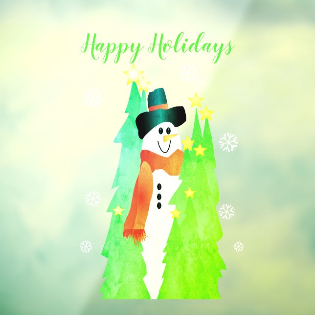 Snowman With Bright Green Window Cling (Sheet 3)
