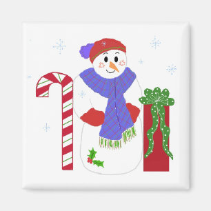 Snowman with Candy Cane Magnet
