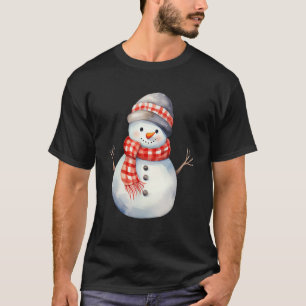 Snowman with Carrot Nose Scarf Winter Christmas T-Shirt
