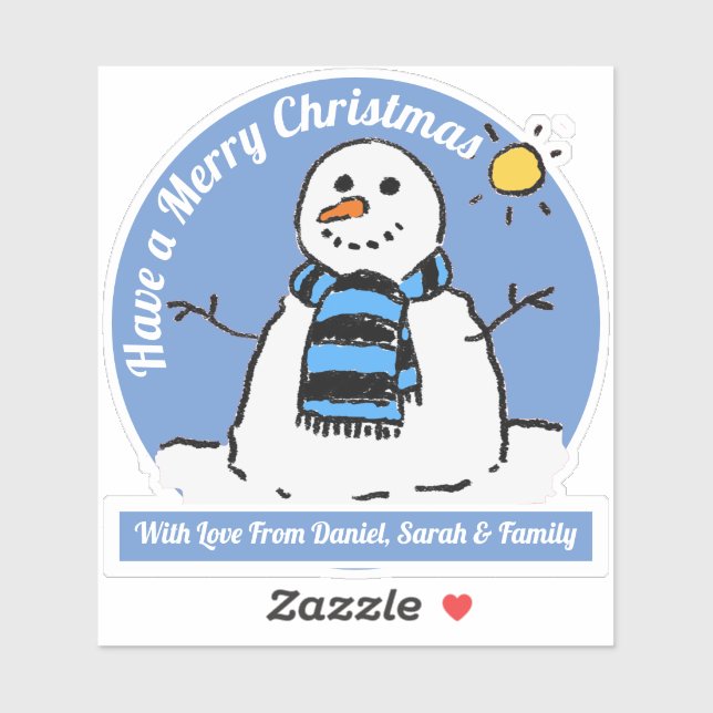 Snowman with Christmas Message! Sticker (Sheet)