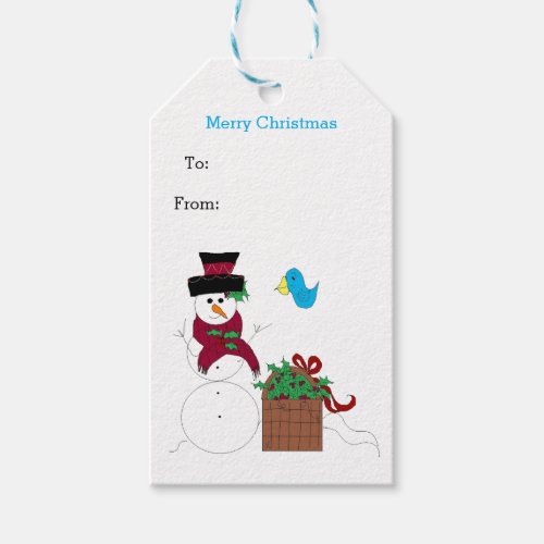 Snowman with Christmas Planter Gift Tags