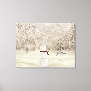 Snowman with Christmas star Canvas Print