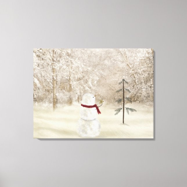 Snowman with Christmas star Canvas Print (Front)
